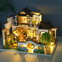 DIY Miniature Wooden Dollhouse Kit with Furniture Chinese Courtyard Model Gift