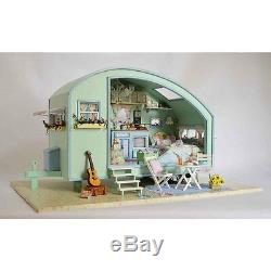 DIY Time Travel Dollhouse Cute Caravan Doll House Miniature Kit Xmas Gift Decor