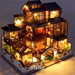 DIY Wooden Doll House Miniature Creative Model With LED Light Decor Gift