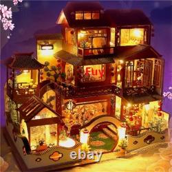 DIY Wooden Doll House Miniature Creative Model With LED Light Decor Gift