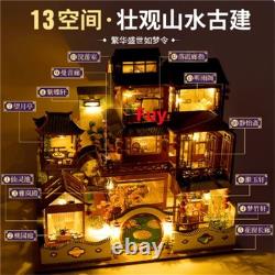 DIY Wooden Doll House Miniature Creative Model With LED Light Decor Gift