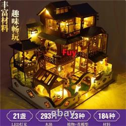 DIY Wooden Doll House Miniature Creative Model With LED Light Decor Gift