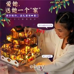 DIY Wooden Doll House Miniature Creative Model With LED Light Decor Gift