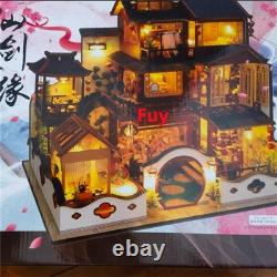 DIY Wooden Doll House Miniature Creative Model With LED Light Decor Gift