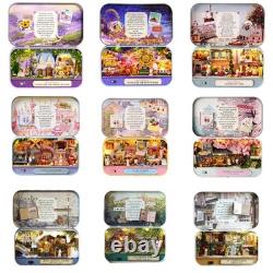 DIY Wooden Dollhouse Kit Model LED Lights Miniature Box Theatre Creative Gift US