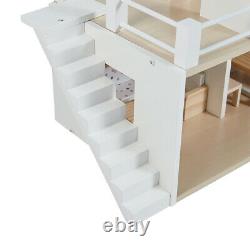 DIY Wooden Dollhouse Miniature Home Furniture Kit Doll House Xmas Gift Kids Toys