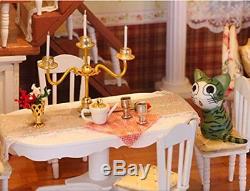 DIY Wooden Dolls House Handcraft Miniature Kit-Large Villa & Furniture