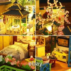 DIY Wooden House 3D Miniature Dollhouse Fuchun Resort WithLED Building Model Gifts