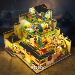 DIY Wooden House 3D Miniature Dollhouse Fuchun Resort WithLED Building Model Gifts
