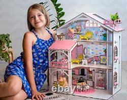 DIY wooden dollhouse with elevator, doll cottage house DIY kit for Lol