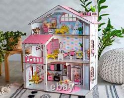 DIY wooden dollhouse with elevator, doll cottage house DIY kit for Lol