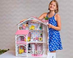 DIY wooden dollhouse with elevator, doll cottage house DIY kit for Lol