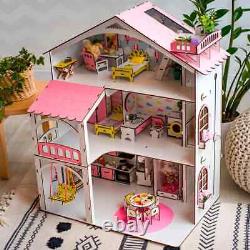 DIY wooden dollhouse with elevator, doll cottage house DIY kit for Lol