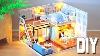 Diy Miniature Dollhouse Kit Blue Times With Full Furniture Lights