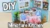Diy Miniature Dollhouse Kit Cute Kitchen Room With Working Lights Relaxing Craft