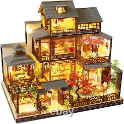 Diy Miniature Dollhouse Kit Wooden Electric House Japanese Home Modern Lamp Led