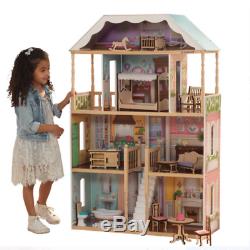 Doll House Girls Large Kit Wooden Play Playhouse Furniture Dollhouse Fits Barbie