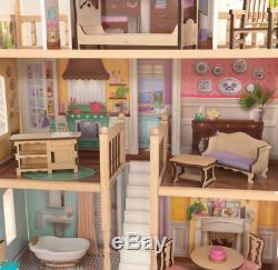 Doll House Girls Large Kit Wooden Play Playhouse Furniture Dollhouse Fits Barbie