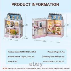 Doll House Miniature House Kit Openable House Kit With LED Light Unused JP AA164
