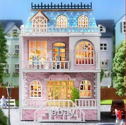 Doll House Miniature House Kit Openable House Kit With LED Light Unused JP AA164