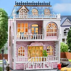 Doll House Miniature House Kit Openable House Kit With LED Light Unused JP AA164