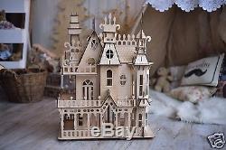 Doll House Villa Dollhouse Kit, Miniature Victorian Dolls House + Furniture