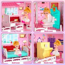 Doll House for Girls, 10 Rooms Dollhouse with Dolls Figure, Furnitures, 4 Story