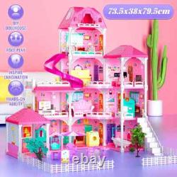 Doll House for Girls, 10 Rooms Dollhouse with Dolls Figure, Furnitures, 4 Story