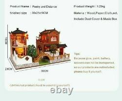 Doll Houses Furniture Kit Casa Music LED Toys Miniatures Children Birthday Gift