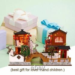Doll Houses Furniture Kit Casa Music LED Toys Miniatures Children Birthday Gift