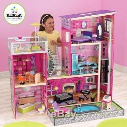 Dollhouse Barbie Size with Furniture Wooden Girls Girl Playhouse Doll Play House N