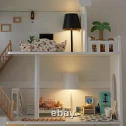 Dollhouse Bookshelf, Wooden Kids Bookshelve Children Doll House Toy Storage Kit