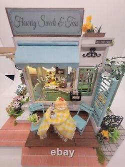 Dollhouse Cafe Tea Coffe Sweets And Flowers Completed Miniature Bookend