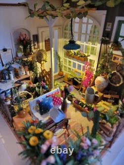 Dollhouse Garden Room Completed Miniature Plants Bookend Handmade