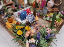 Dollhouse Garden Room Completed Miniature Plants Bookend Handmade