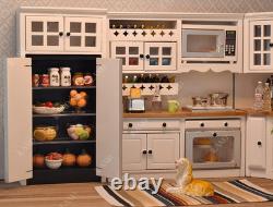 Dollhouse Kitchen, Modern Dollhouse Furniture Set on 1/12 Scale Wooden White to