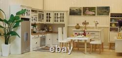 Dollhouse Kitchen, Modern Dollhouse Furniture Set on 1/12 Scale Wooden White to