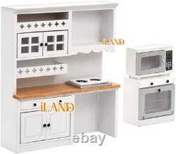 Dollhouse Kitchen, Modern Dollhouse Furniture Set on 1/12 Scale Wooden White to
