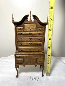Dollhouse Miniature Artisan Vtg Chippendale Highboy Dresser 112 READ