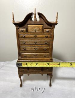 Dollhouse Miniature Artisan Vtg Chippendale Highboy Dresser 112 READ