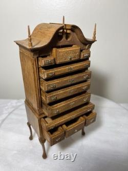 Dollhouse Miniature Artisan Vtg Chippendale Highboy Dresser 112 READ