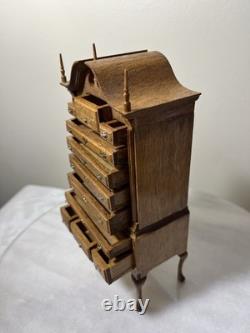 Dollhouse Miniature Artisan Vtg Chippendale Highboy Dresser 112 READ