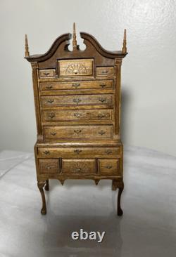 Dollhouse Miniature Artisan Vtg Chippendale Highboy Dresser 112 READ
