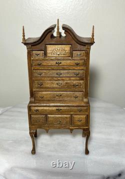Dollhouse Miniature Artisan Vtg Chippendale Highboy Dresser 112 READ