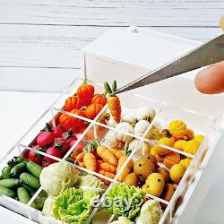 Dollhouse Miniature Clay Vegetable Trolley Cart Tiny house Decoration Set