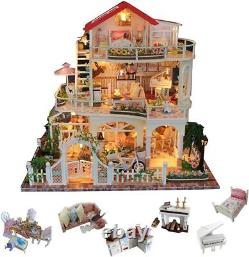 Dollhouse Miniature DIY House Kit Creative Room with Furniture for Romantic