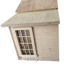 Dollhouse Miniature Garden Shed Two Level Roof Assembled and Unfinished