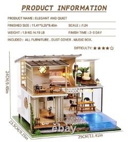 Dollhouse Miniature with Furniture, DIY Wooden Crafts Doll House Mini Handmade