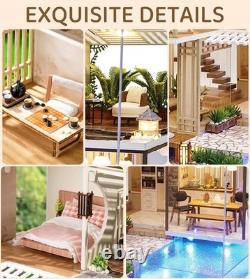 Dollhouse Miniature with Furniture, DIY Wooden Crafts Doll House Mini Handmade