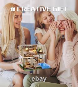 Dollhouse Miniature with Furniture, DIY Wooden Crafts Doll House Mini Handmade